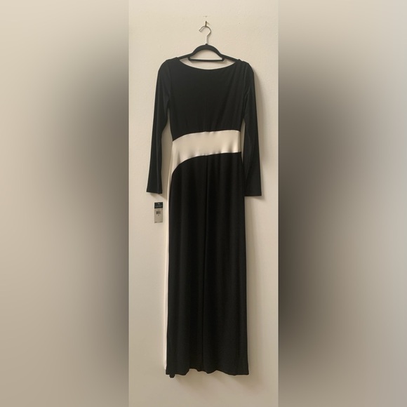 SZ 6  Ralph Lauren Black/White Long Sleeve Maxi Dress - Picture 8 of 8